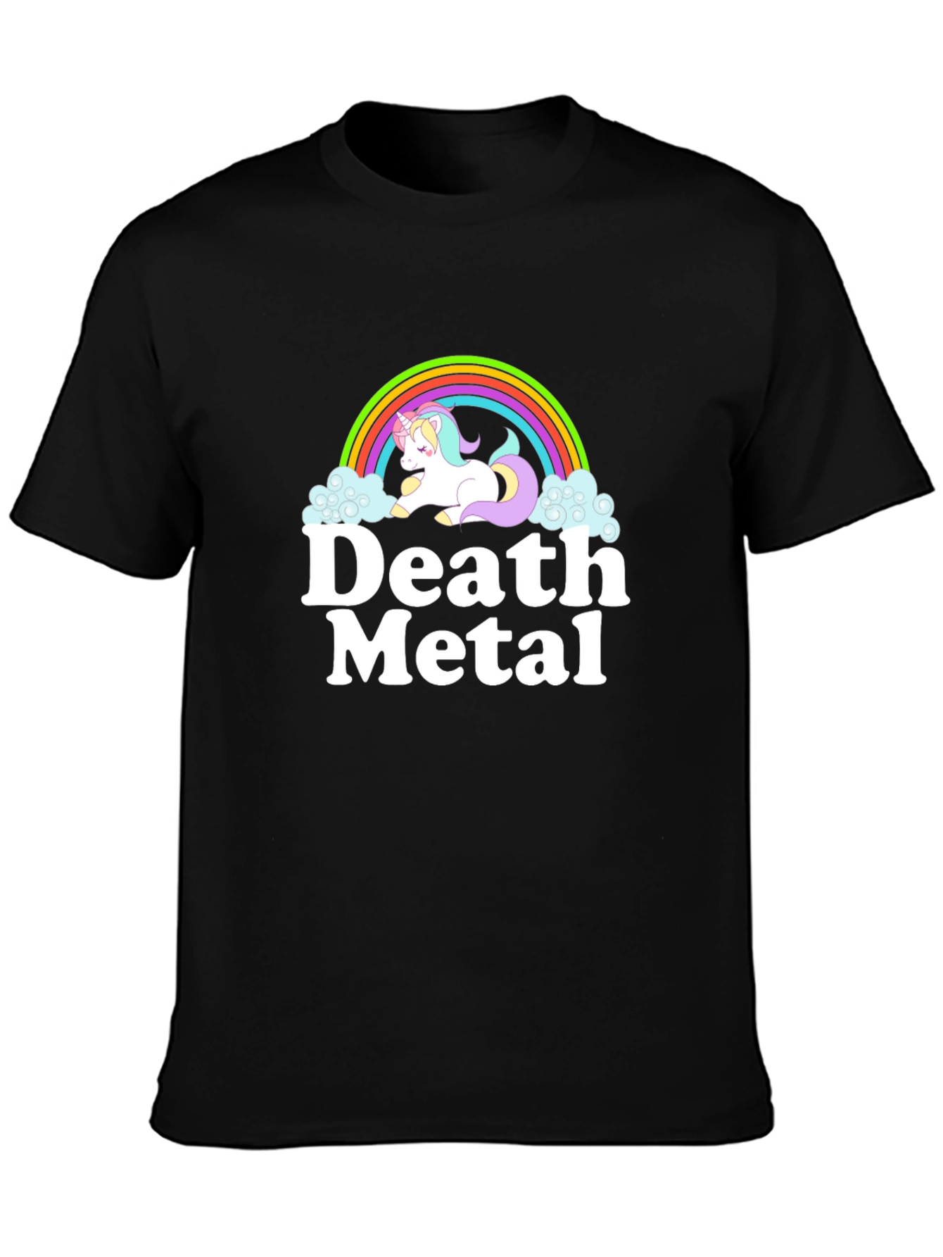 Camiseta Negra Unicornio Metalero para Hombre
