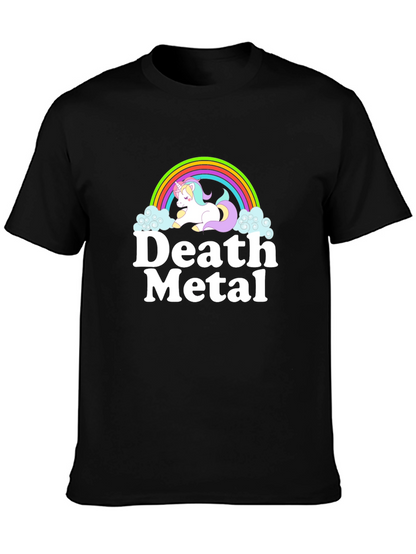 Camiseta Negra Unicornio Metalero para Hombre