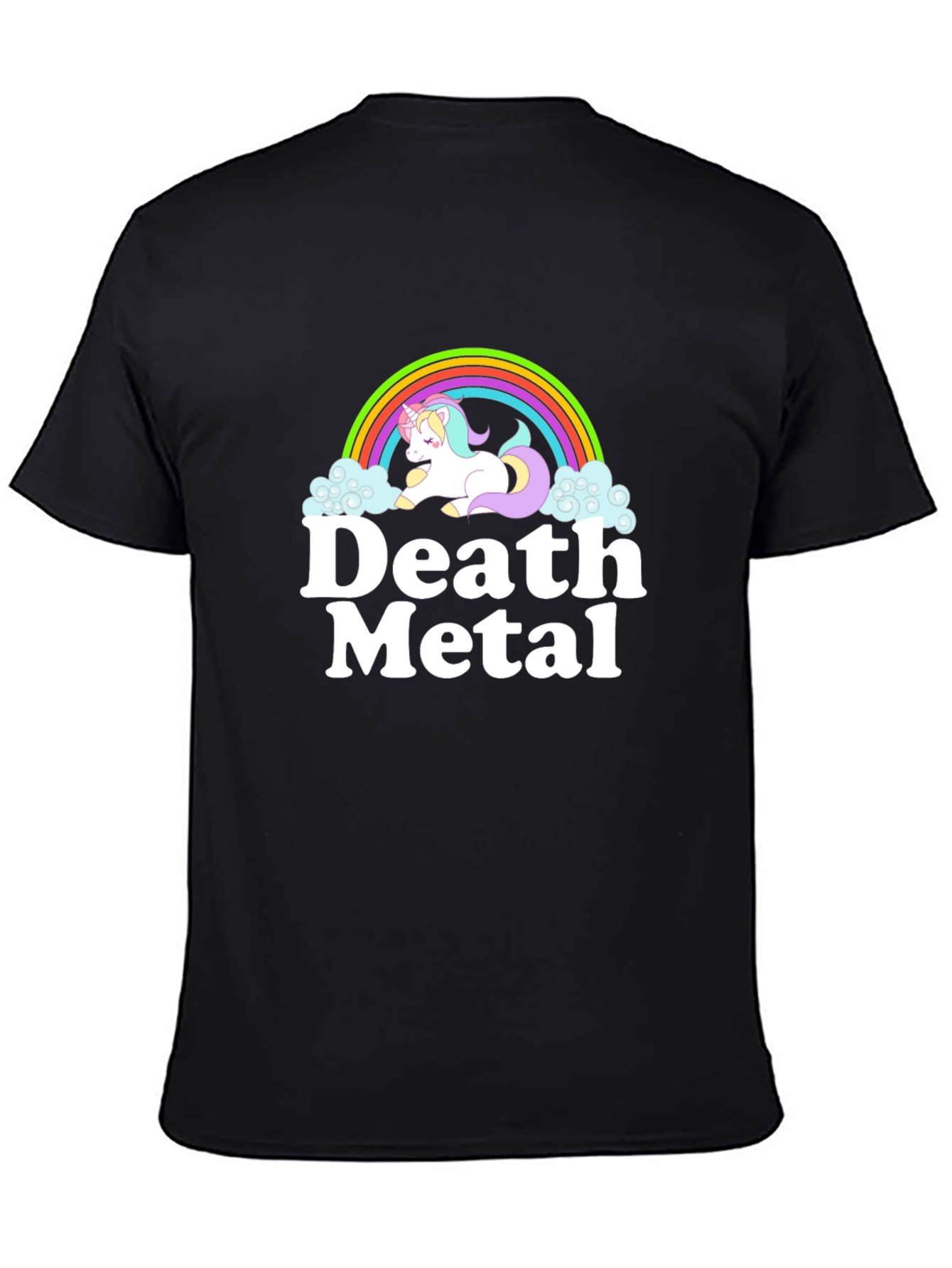 Camiseta Negra Unicornio Metalero para Hombre