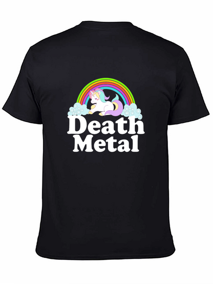 Camiseta Negra Unicornio Metalero para Hombre