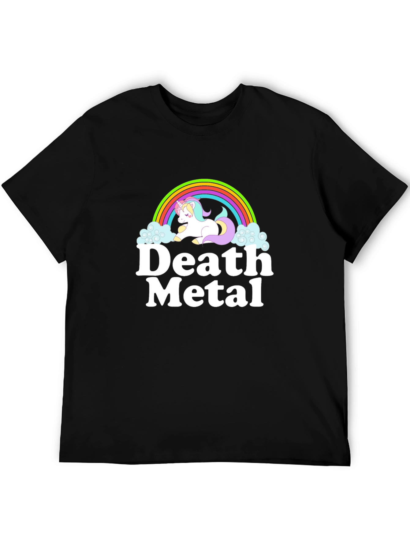 Camiseta Negra Unicornio Metalero para Hombre