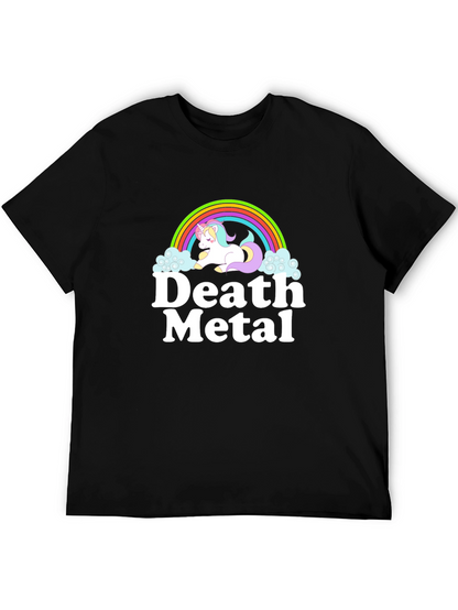 Camiseta Negra Unicornio Metalero para Hombre