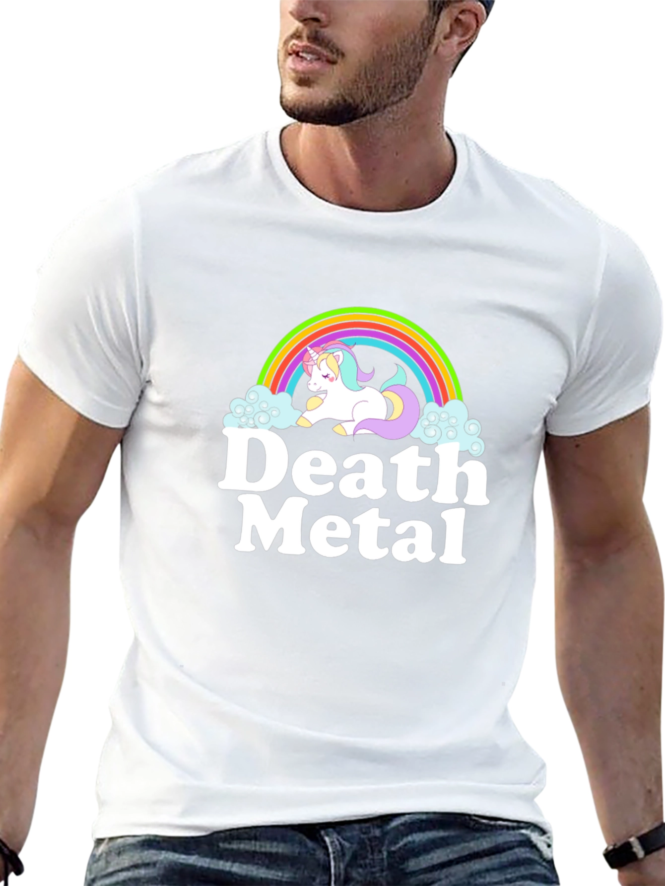 Camiseta Negra Unicornio Metalero para Hombre