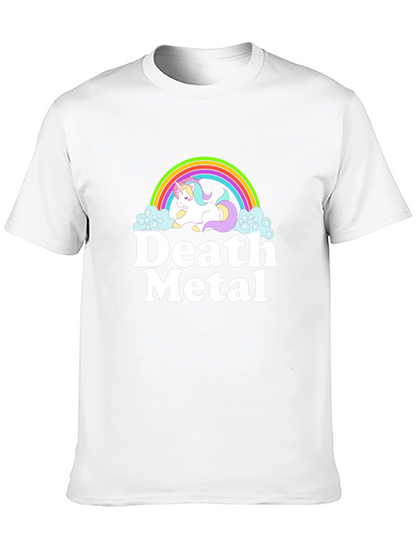 Camiseta Negra Unicornio Metalero para Hombre