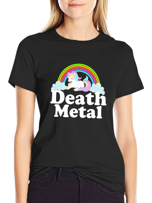 Camiseta Negra Unicornio Metalero para Hombre