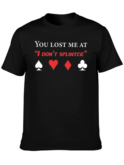 Camiseta Negra con Diseño de Póker y Frase Divertida
