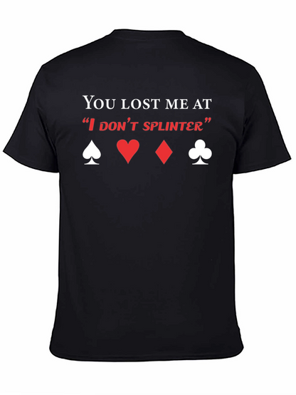 Camiseta Negra con Diseño de Póker y Frase Divertida