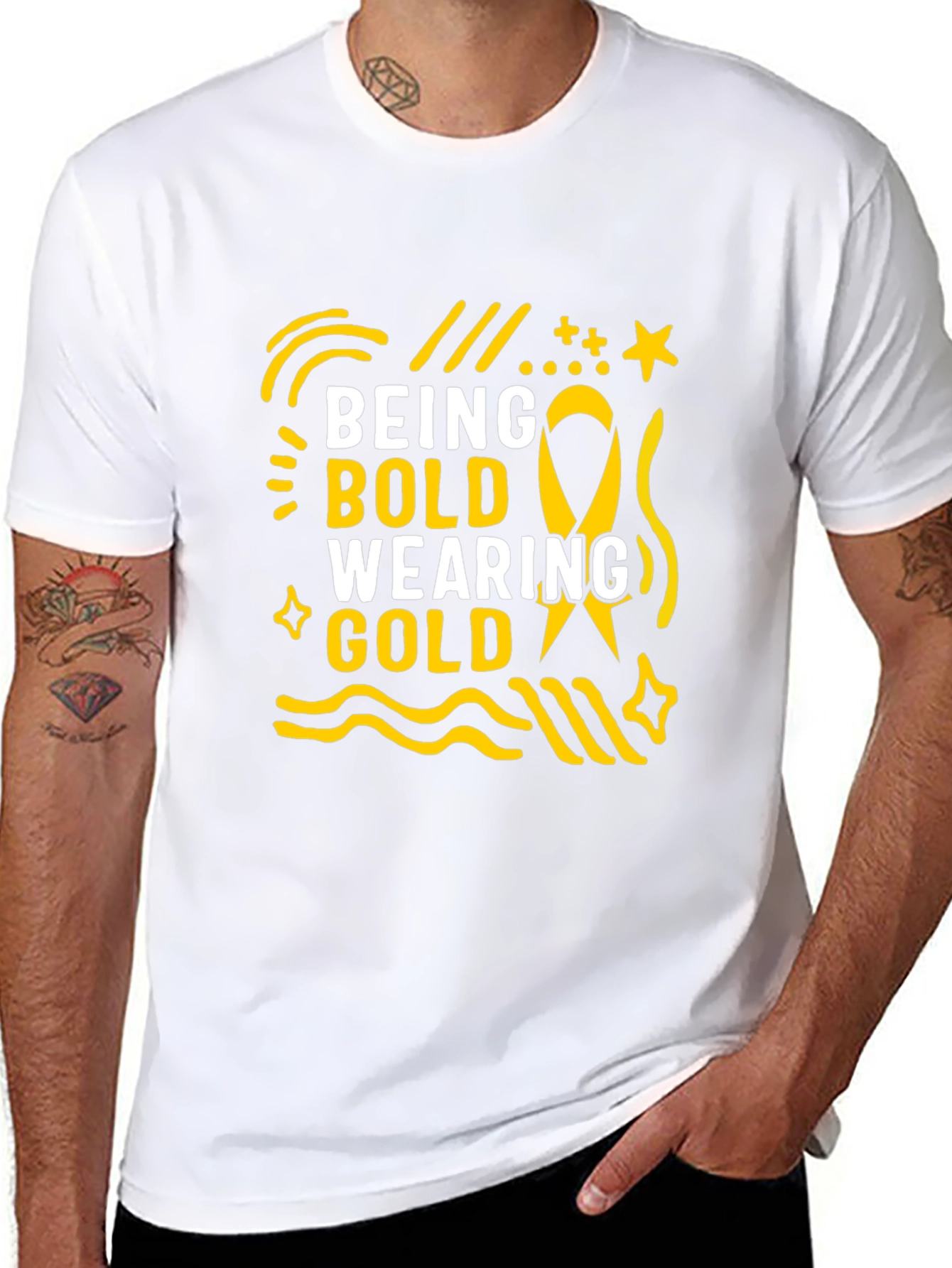 Camiseta Negra Being Bold Wearing Gold para Adultos
