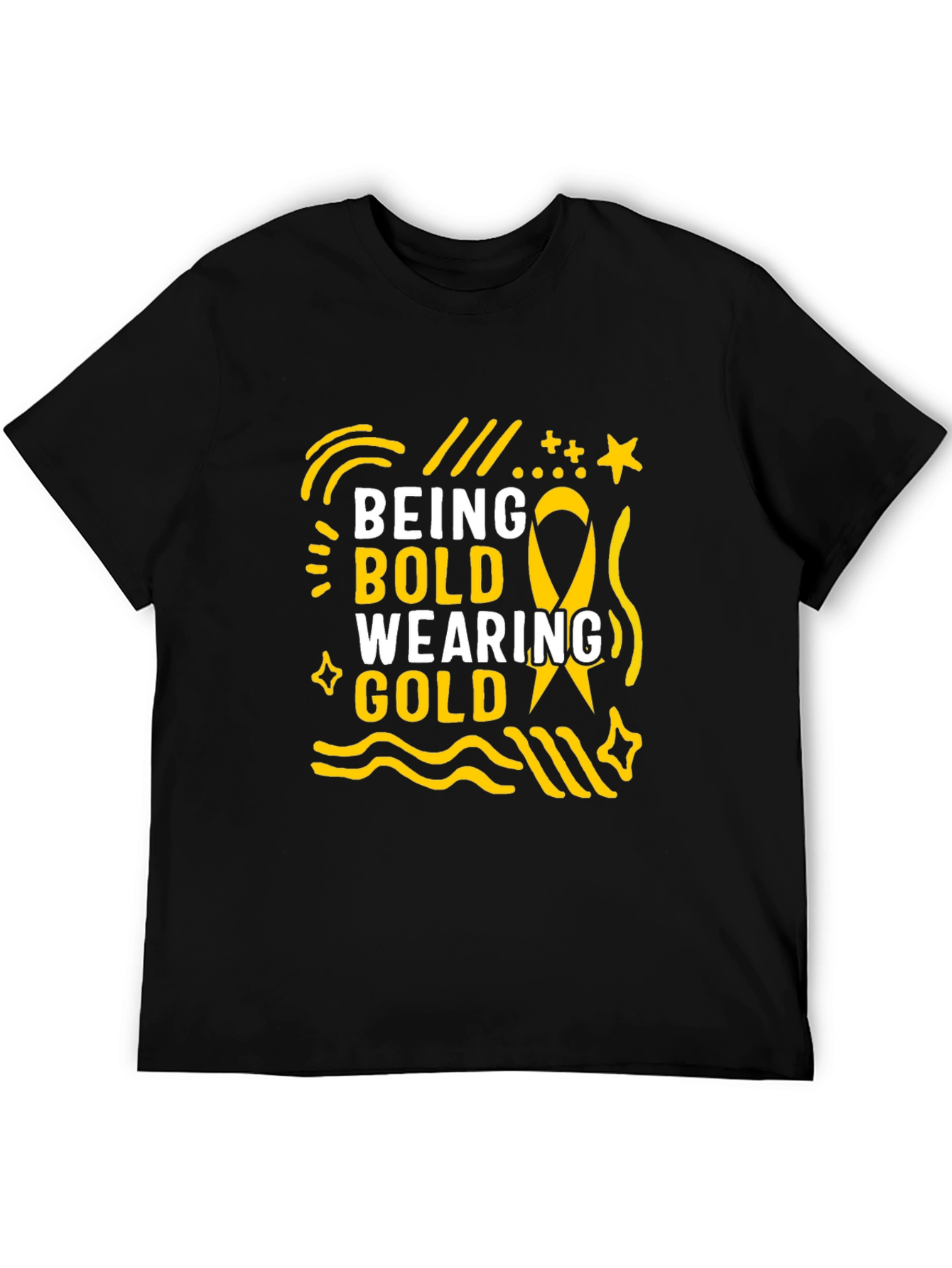 Camiseta Negra Being Bold Wearing Gold para Adultos