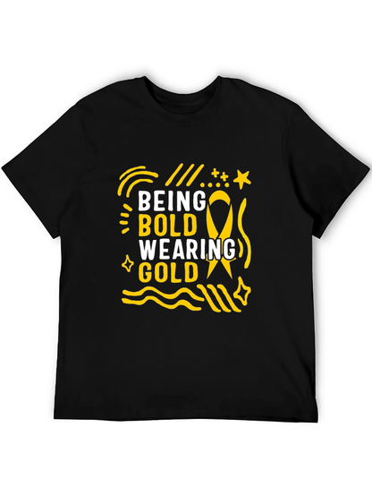 Camiseta Negra Being Bold Wearing Gold para Adultos