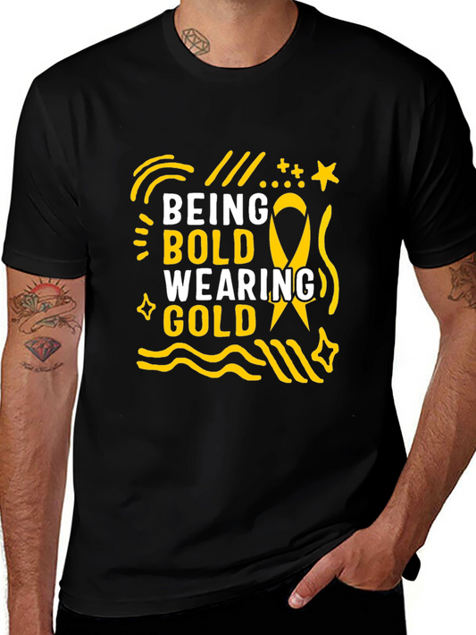 Camiseta Negra Being Bold Wearing Gold para Adultos