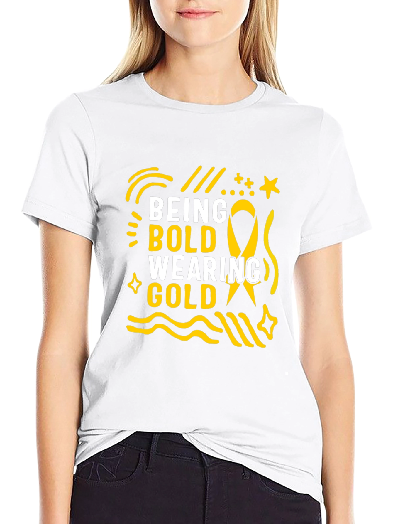 Camiseta Negra Being Bold Wearing Gold para Adultos