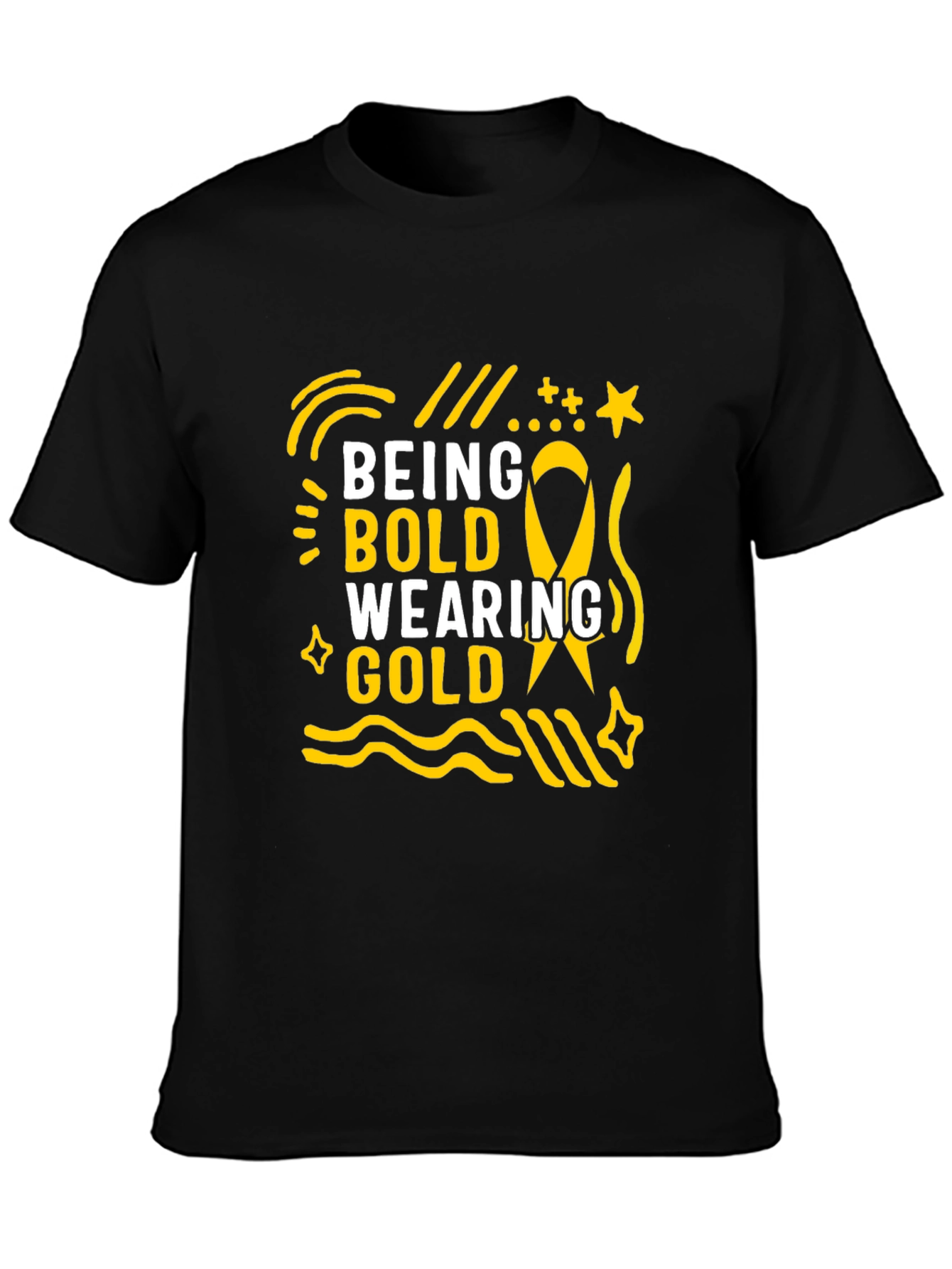 Camiseta Negra Being Bold Wearing Gold para Adultos