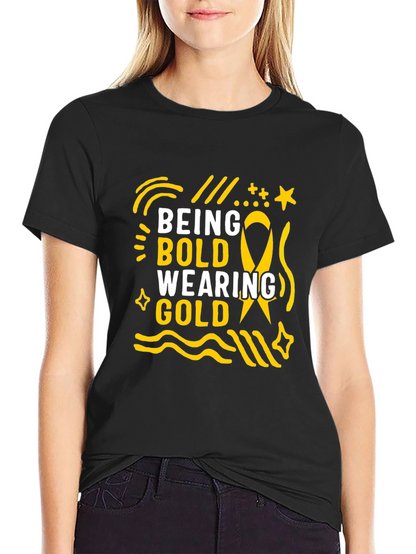Camiseta Negra Being Bold Wearing Gold para Adultos