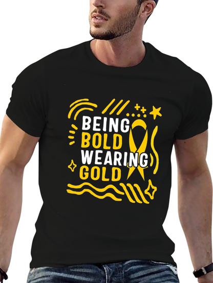 Camiseta Negra Being Bold Wearing Gold para Adultos
