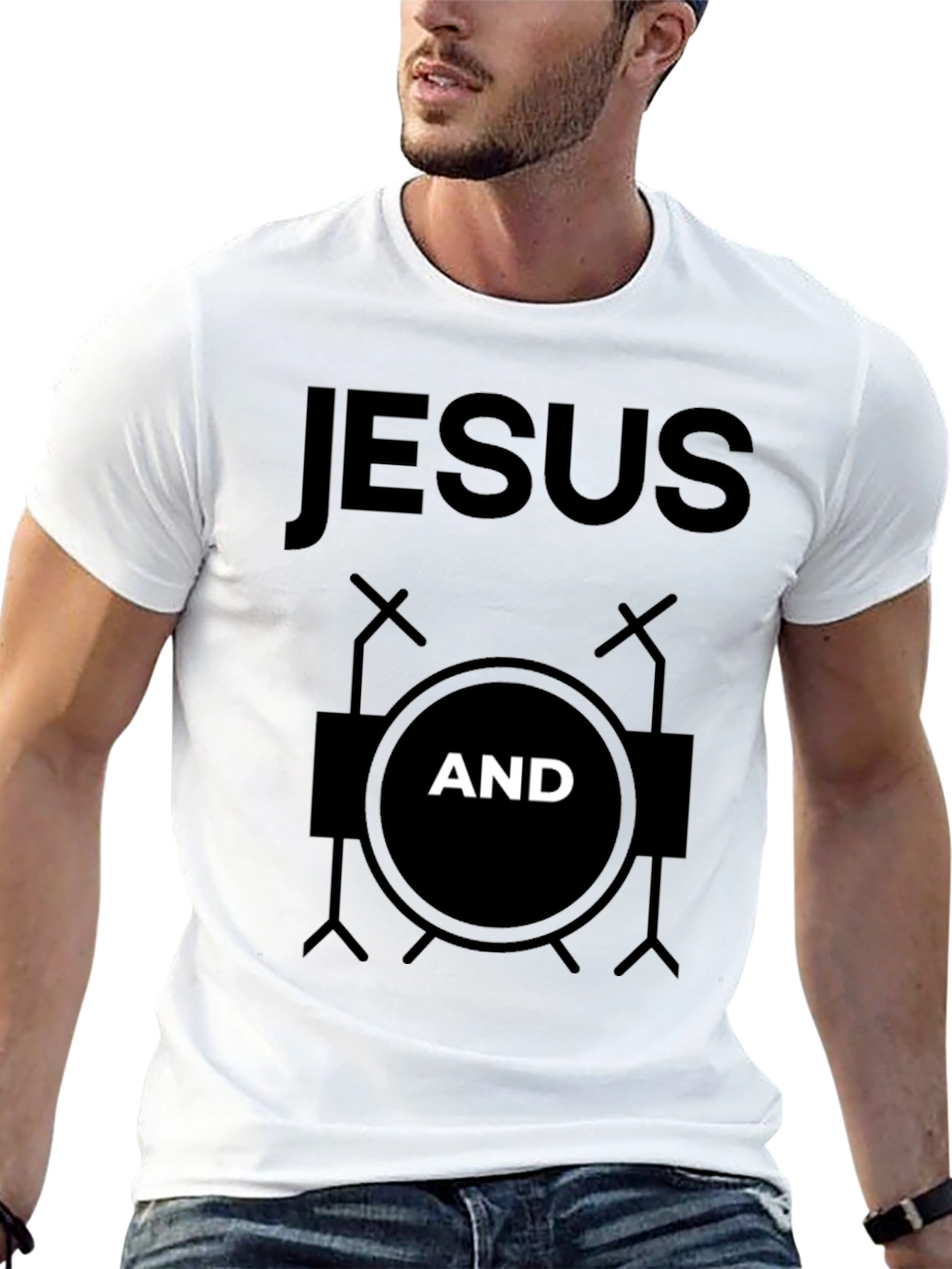 Camiseta Negra Jesús y Batería