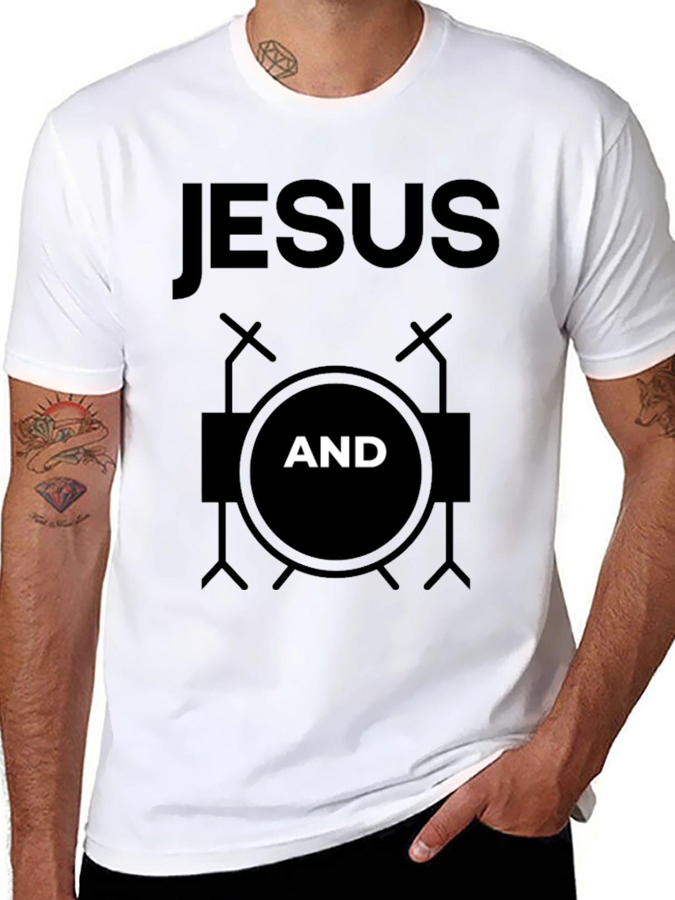 Camiseta Negra Jesús y Batería