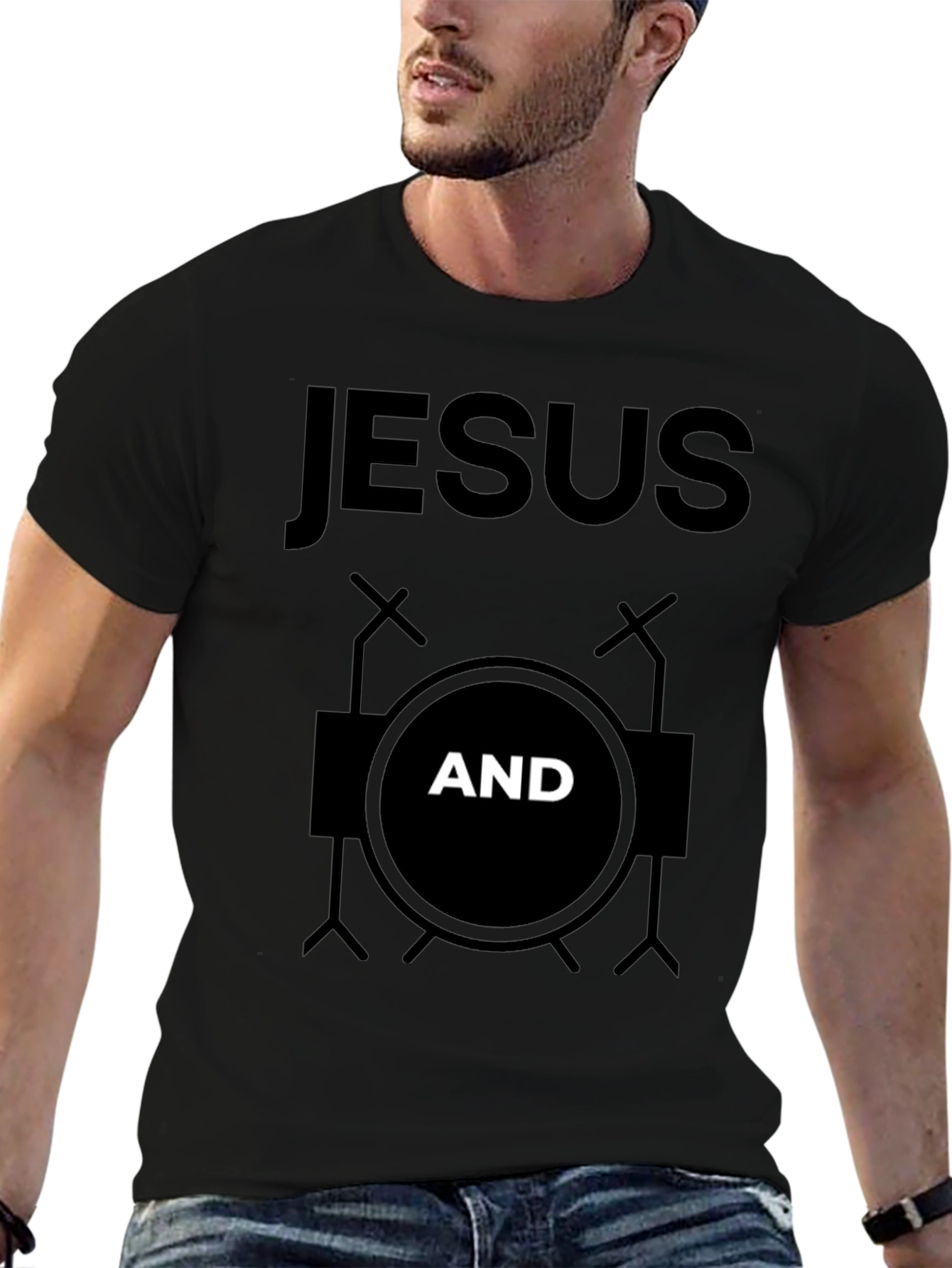 Camiseta Negra Jesús y Batería