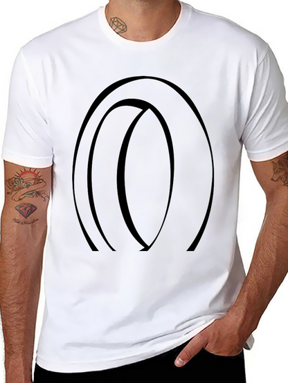 Camiseta Negra con Diseño Abstracto Ovalado