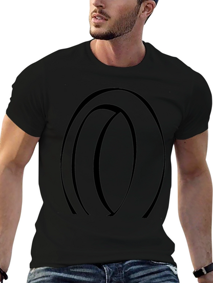 Camiseta Negra con Diseño Abstracto Ovalado