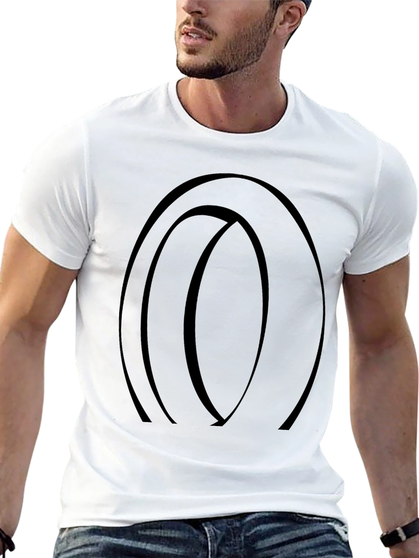 Camiseta Negra con Diseño Abstracto Ovalado