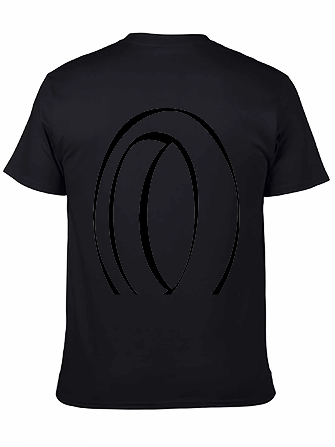 Camiseta Negra con Diseño Abstracto Ovalado