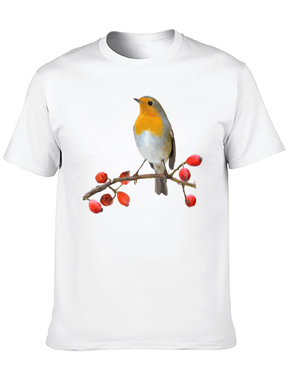 Camiseta Negra con Diseño de Pájaro Robin
