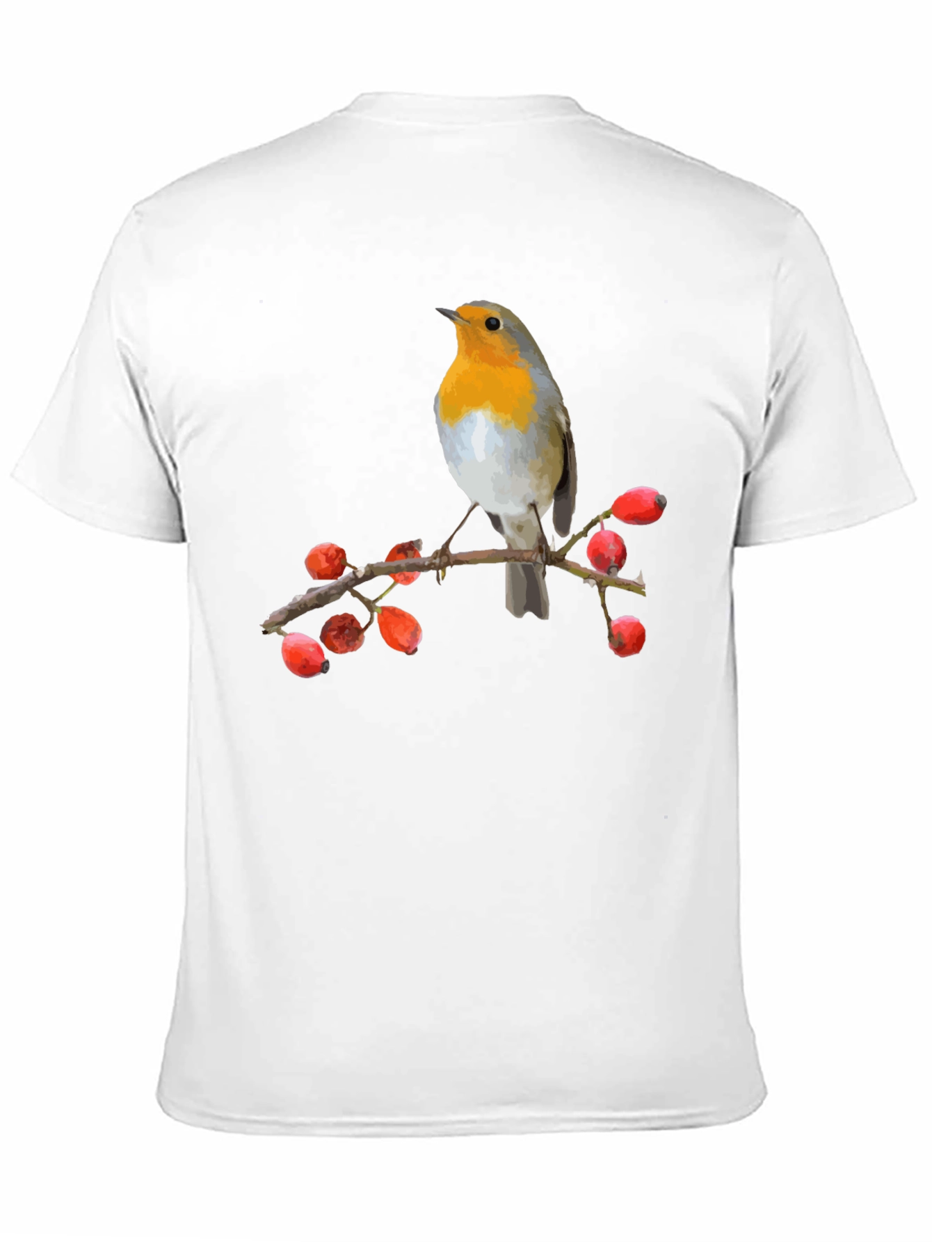 Camiseta Negra con Diseño de Pájaro Robin
