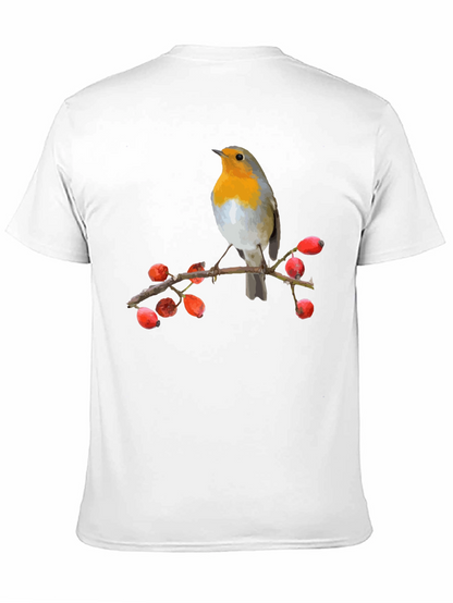 Camiseta Negra con Diseño de Pájaro Robin