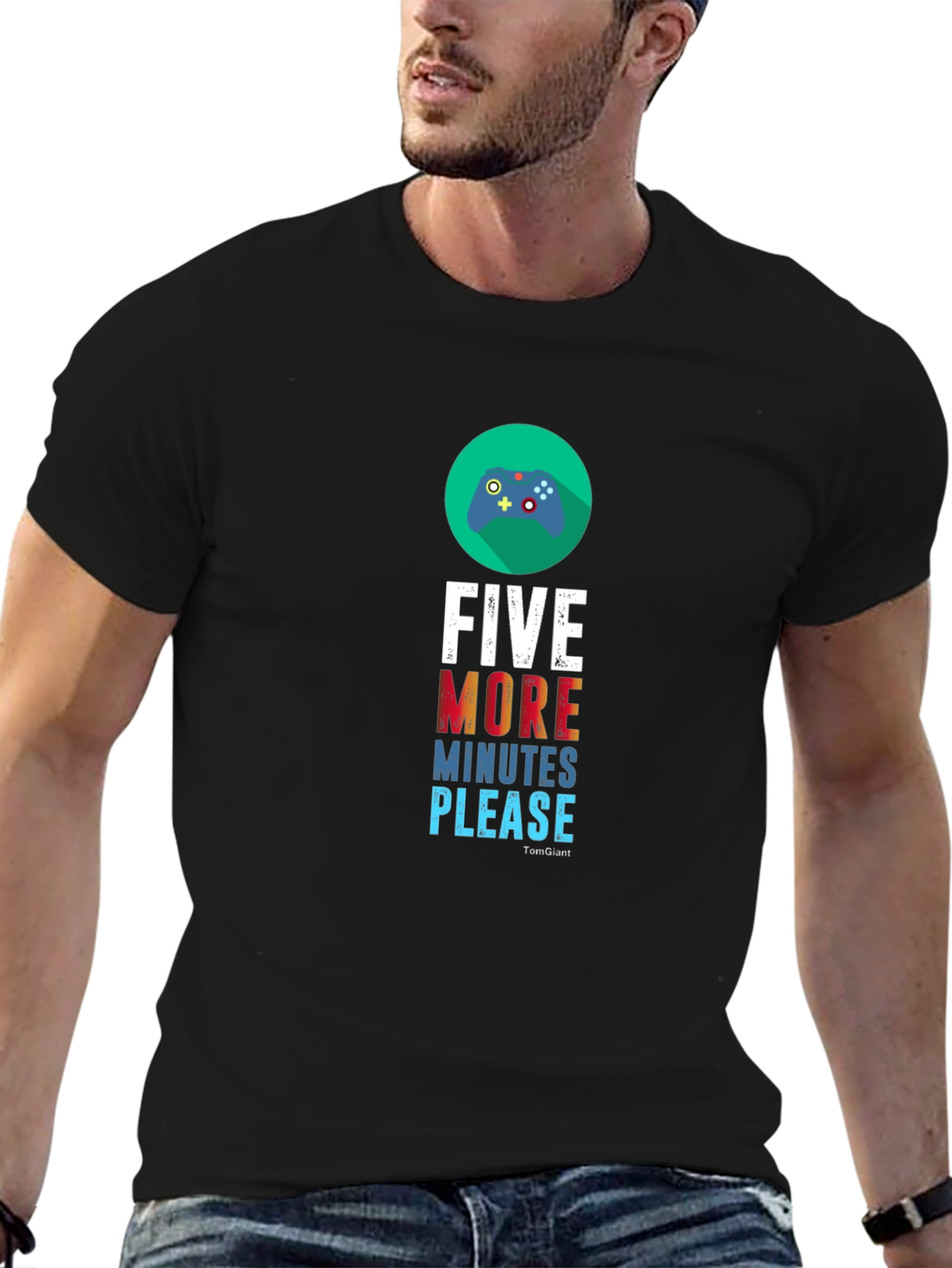 Camiseta Negra Cinco Minutos Más para Gamers