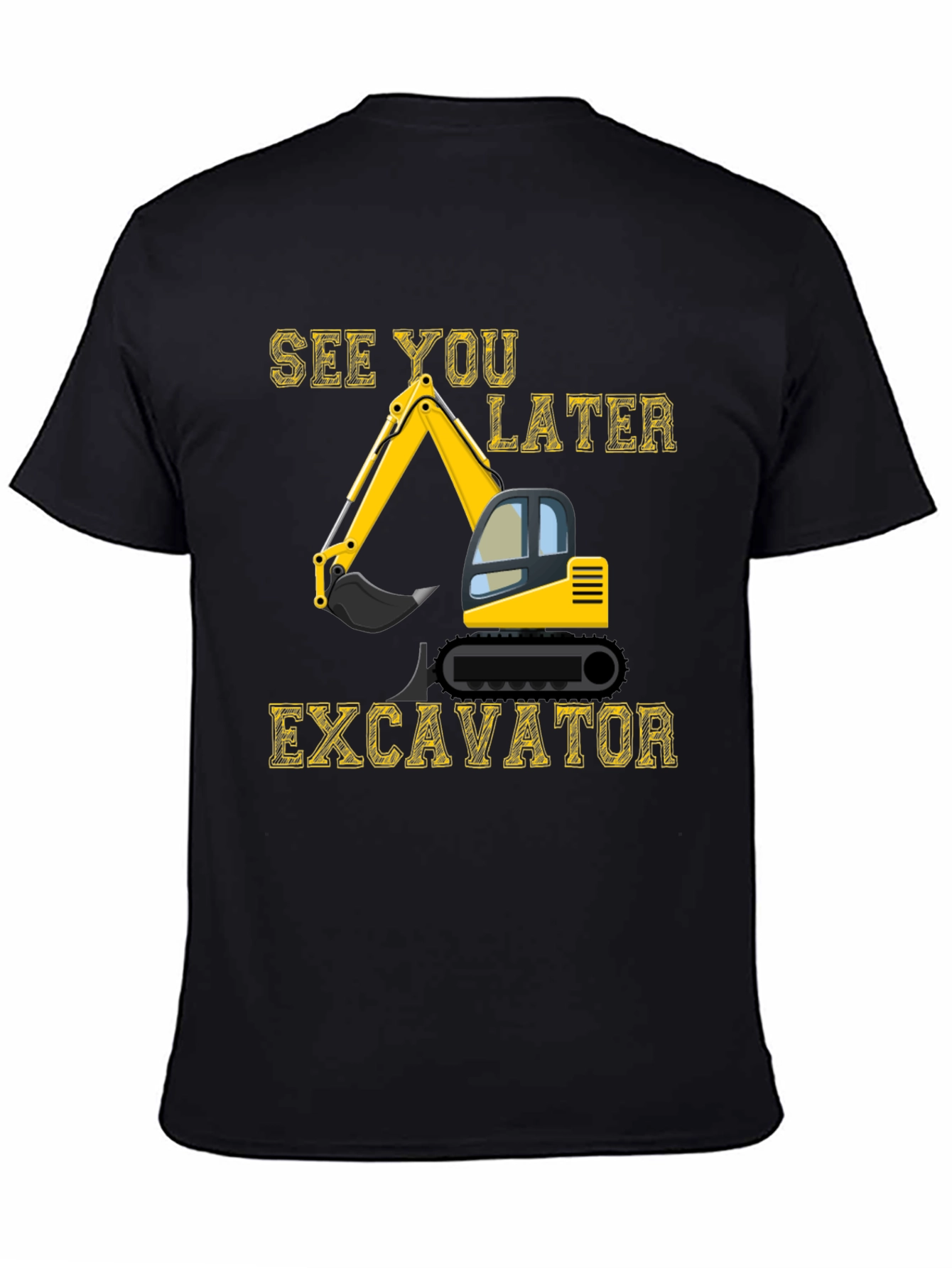 Camiseta Negra con Diseño de Excavadora
