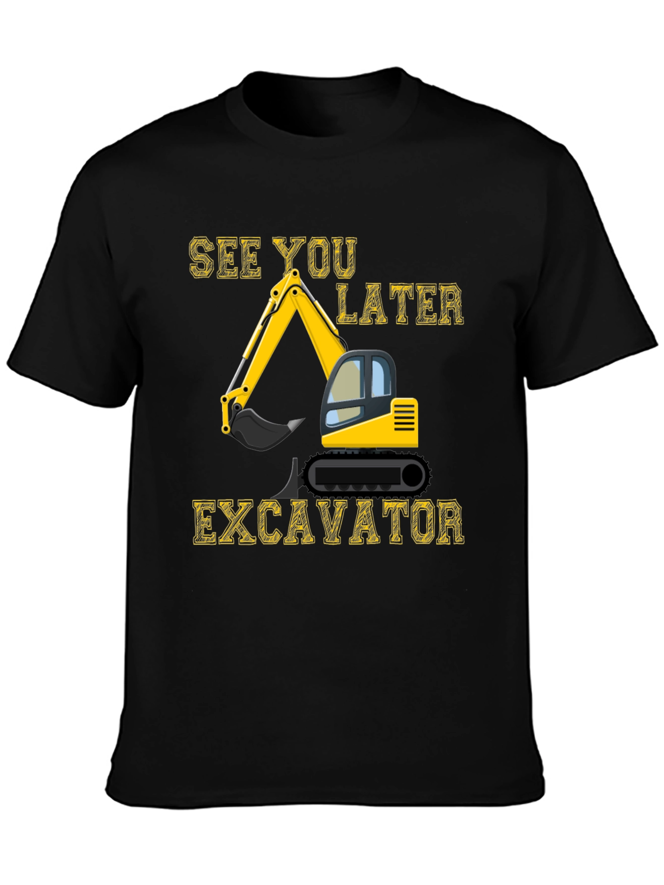 Camiseta Negra con Diseño de Excavadora