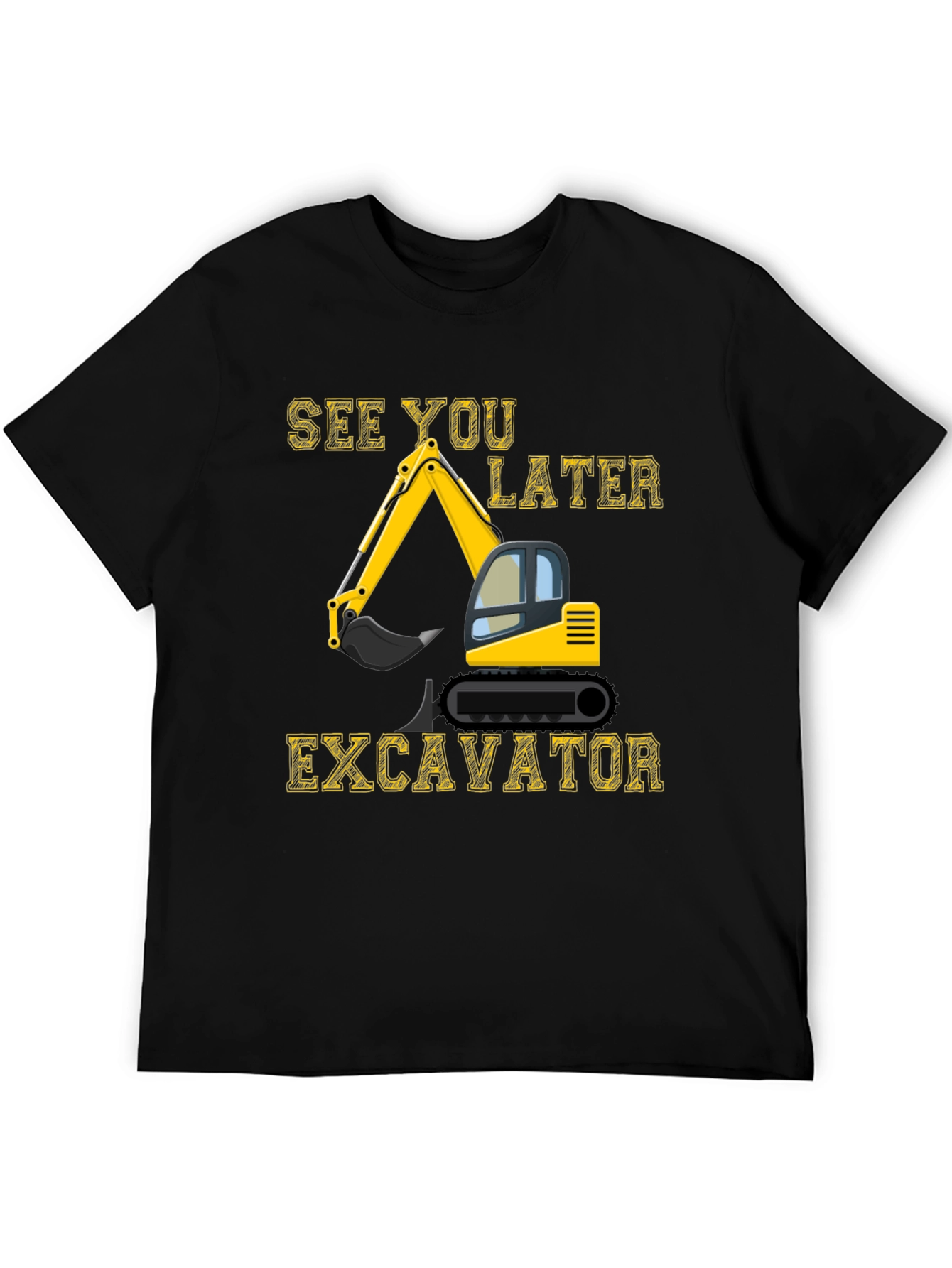 Camiseta Negra con Diseño de Excavadora