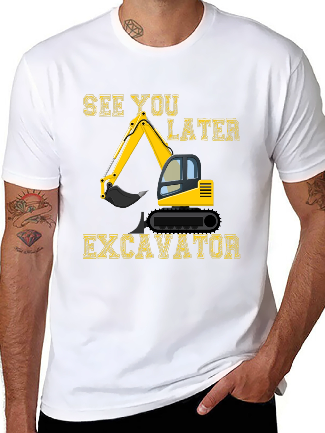 Camiseta Negra con Diseño de Excavadora