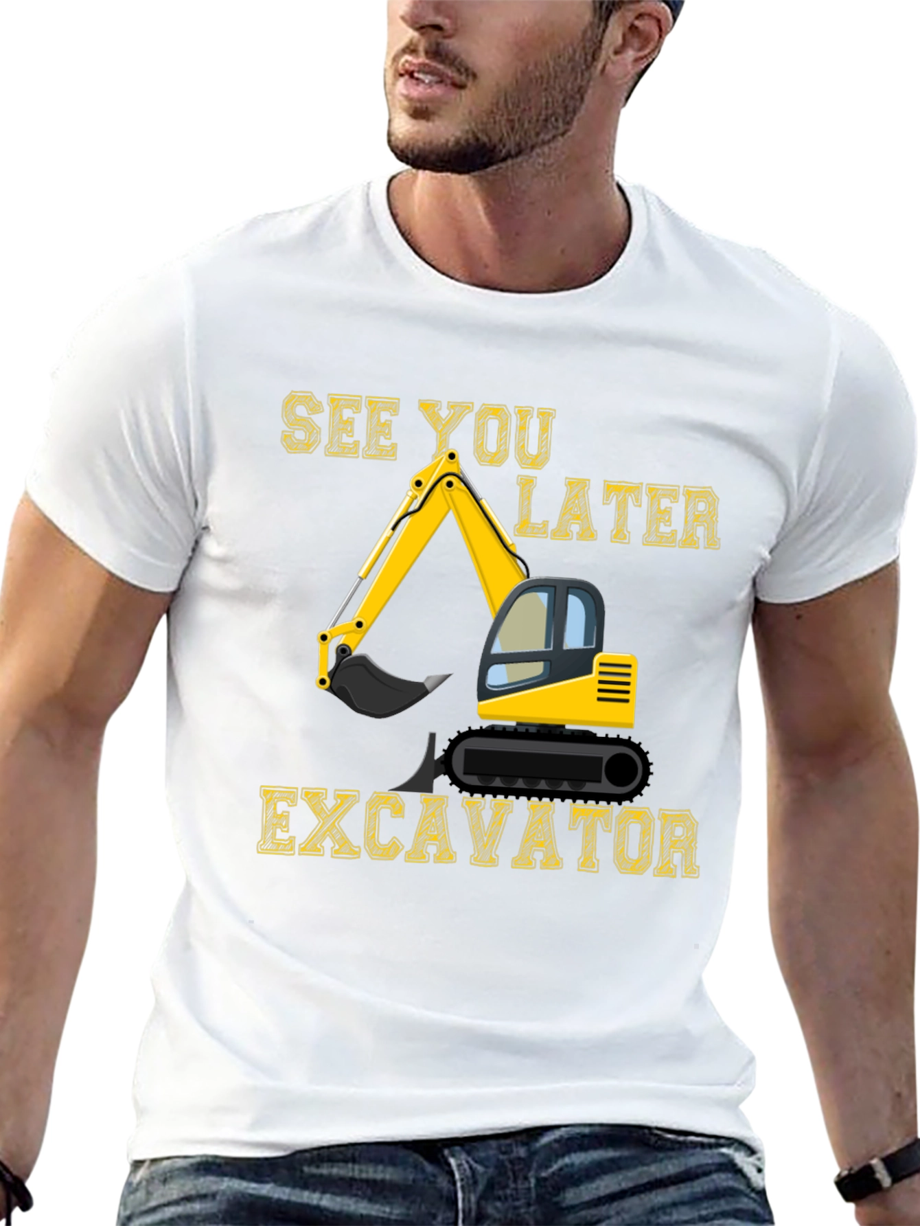 Camiseta Negra con Diseño de Excavadora