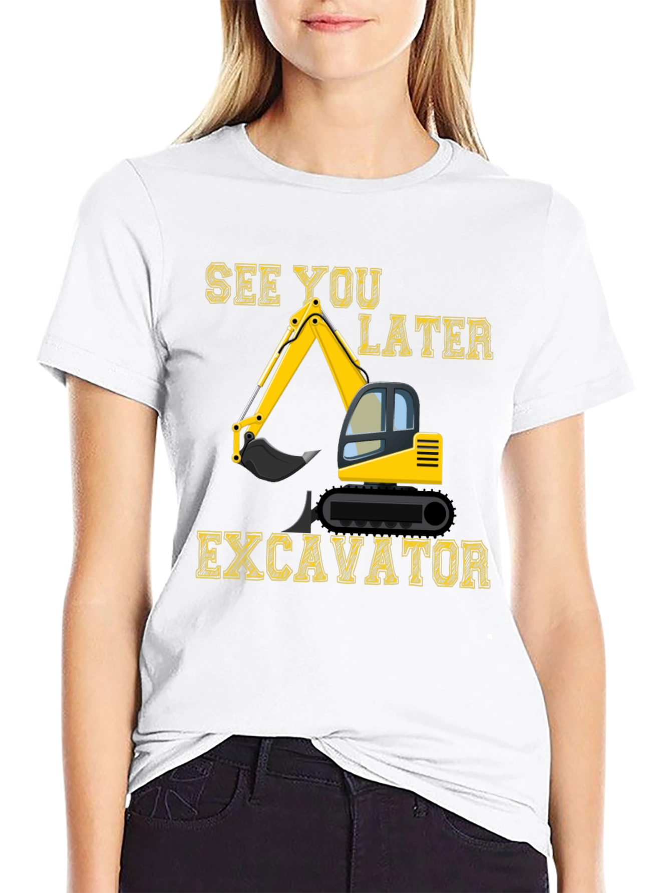 Camiseta Negra con Diseño de Excavadora