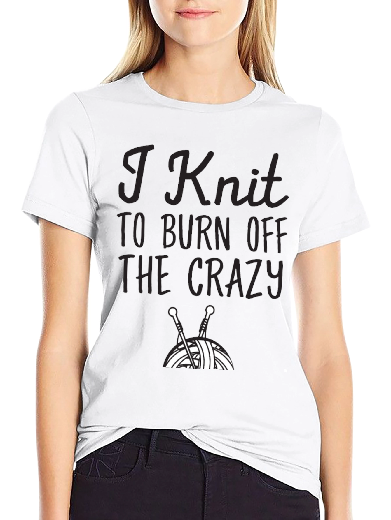 Camiseta Negra I Knit to Burn Off The Crazy
