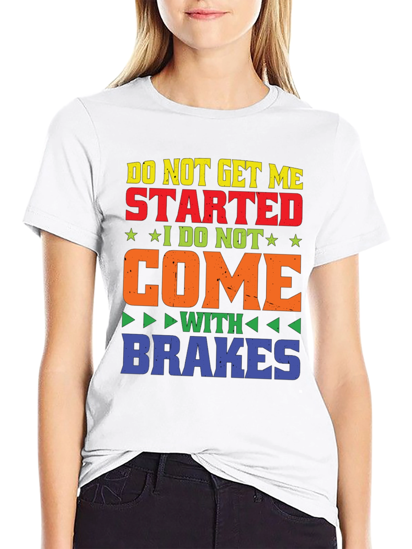 Camiseta Negra con Diseño Gracioso Sin Frenos