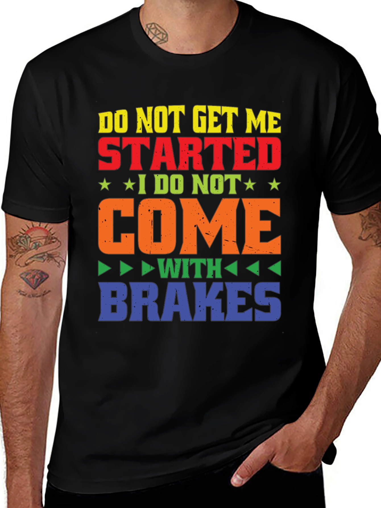 Camiseta Negra con Diseño Gracioso Sin Frenos