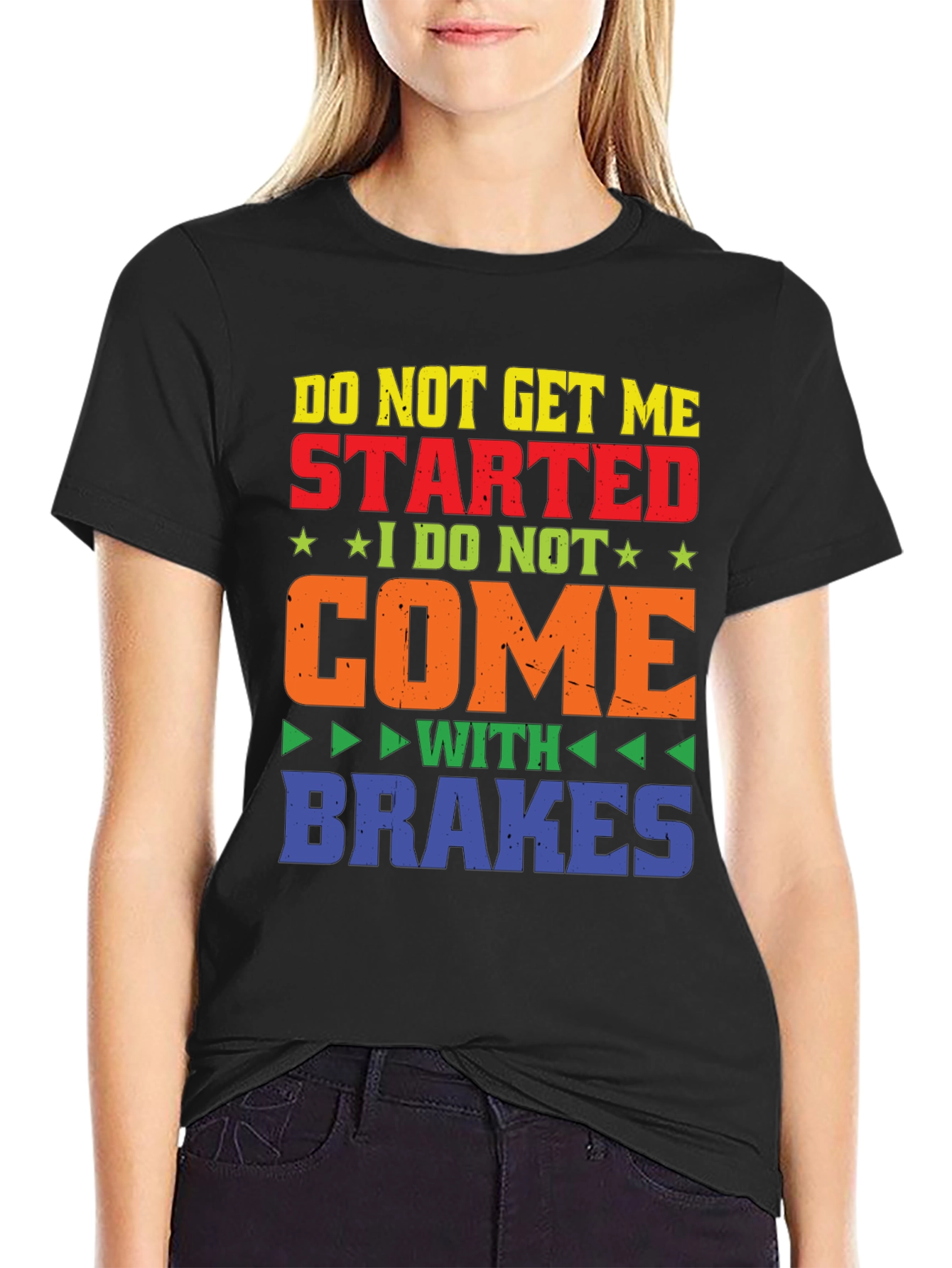 Camiseta Negra con Diseño Gracioso Sin Frenos