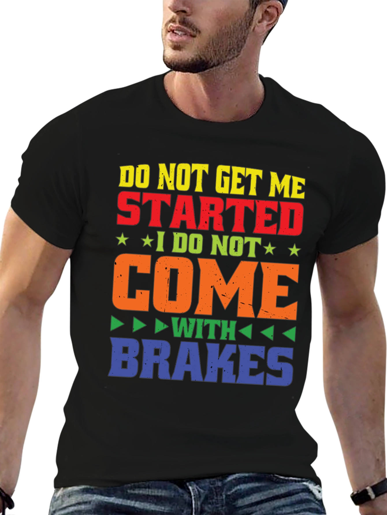 Camiseta Negra con Diseño Gracioso Sin Frenos