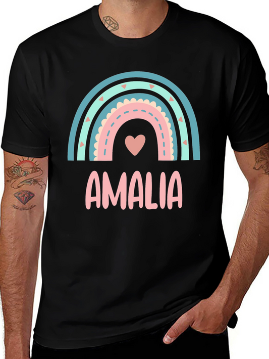 Camiseta Negra Personalizada Amalia Arcoíris