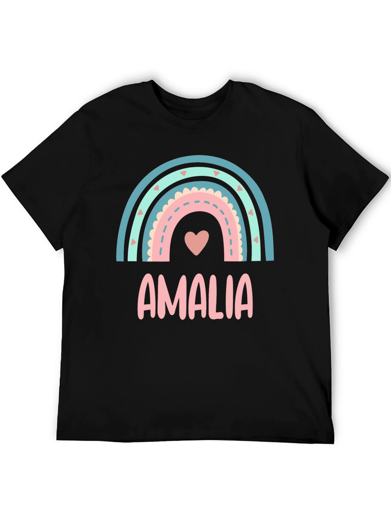 Camiseta Negra Personalizada Amalia Arcoíris