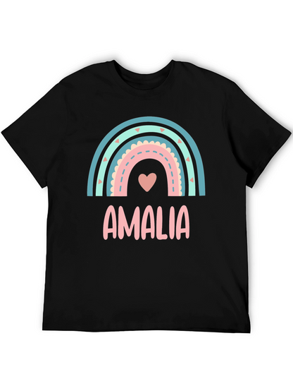 Camiseta Negra Personalizada Amalia Arcoíris