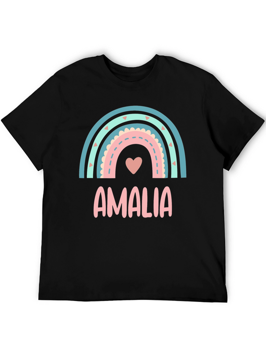 Camiseta Negra Personalizada Amalia Arcoíris