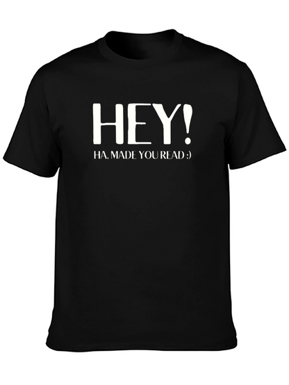 Camiseta Negra Hombre Hey! Ha made you read :)