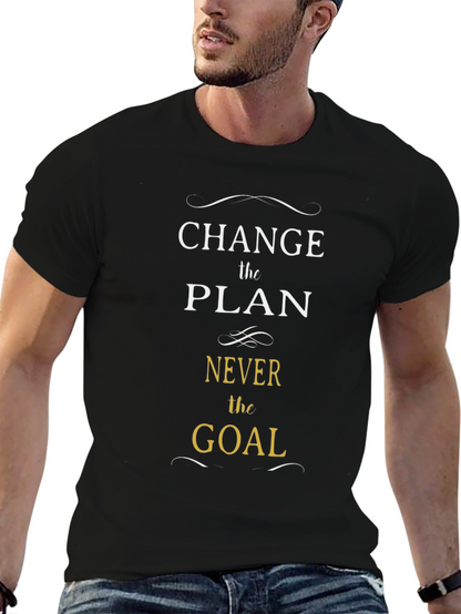 Camiseta Negra: Cambia el Plan Nunca la Meta