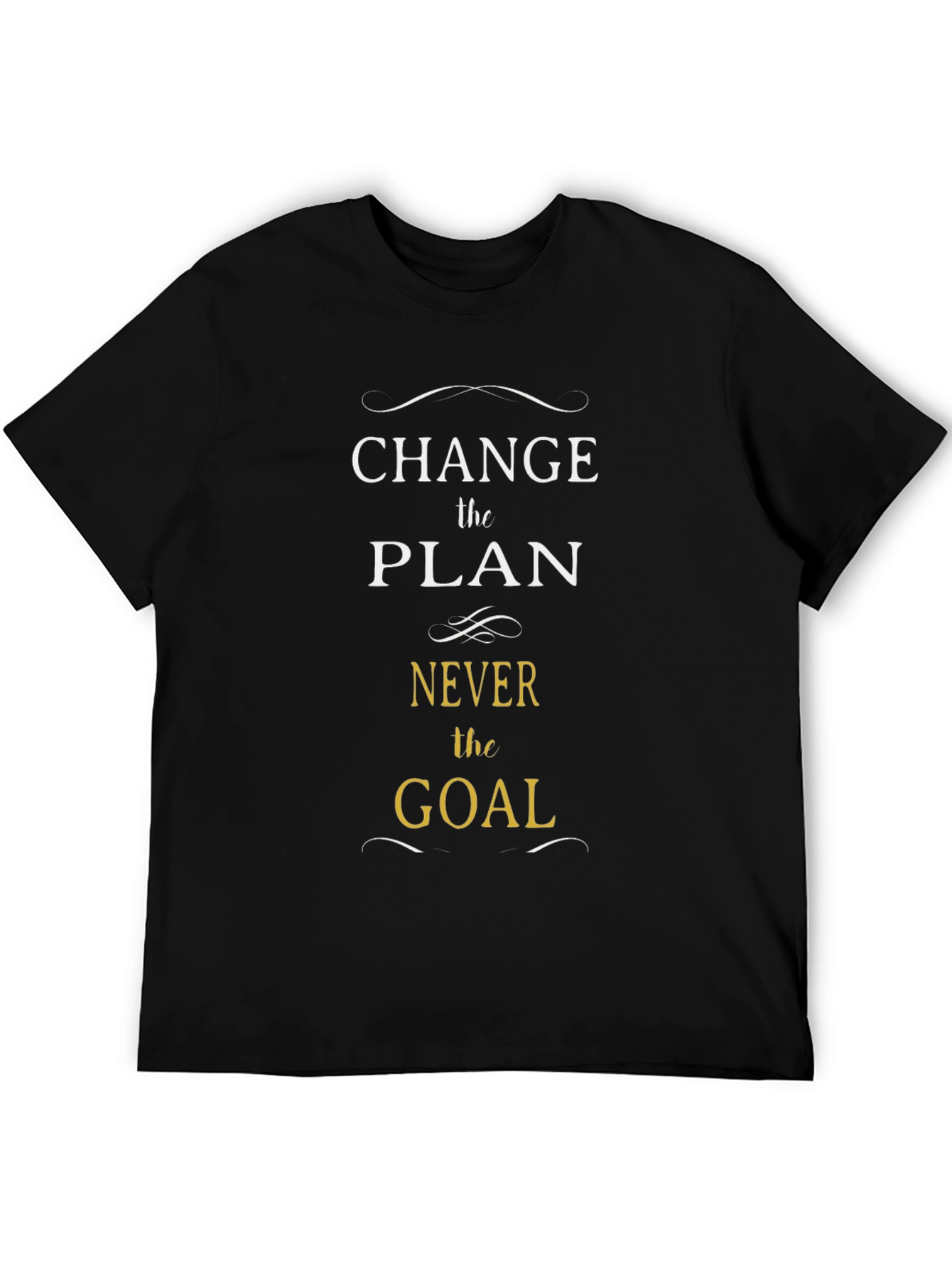 Camiseta Negra: Cambia el Plan Nunca la Meta