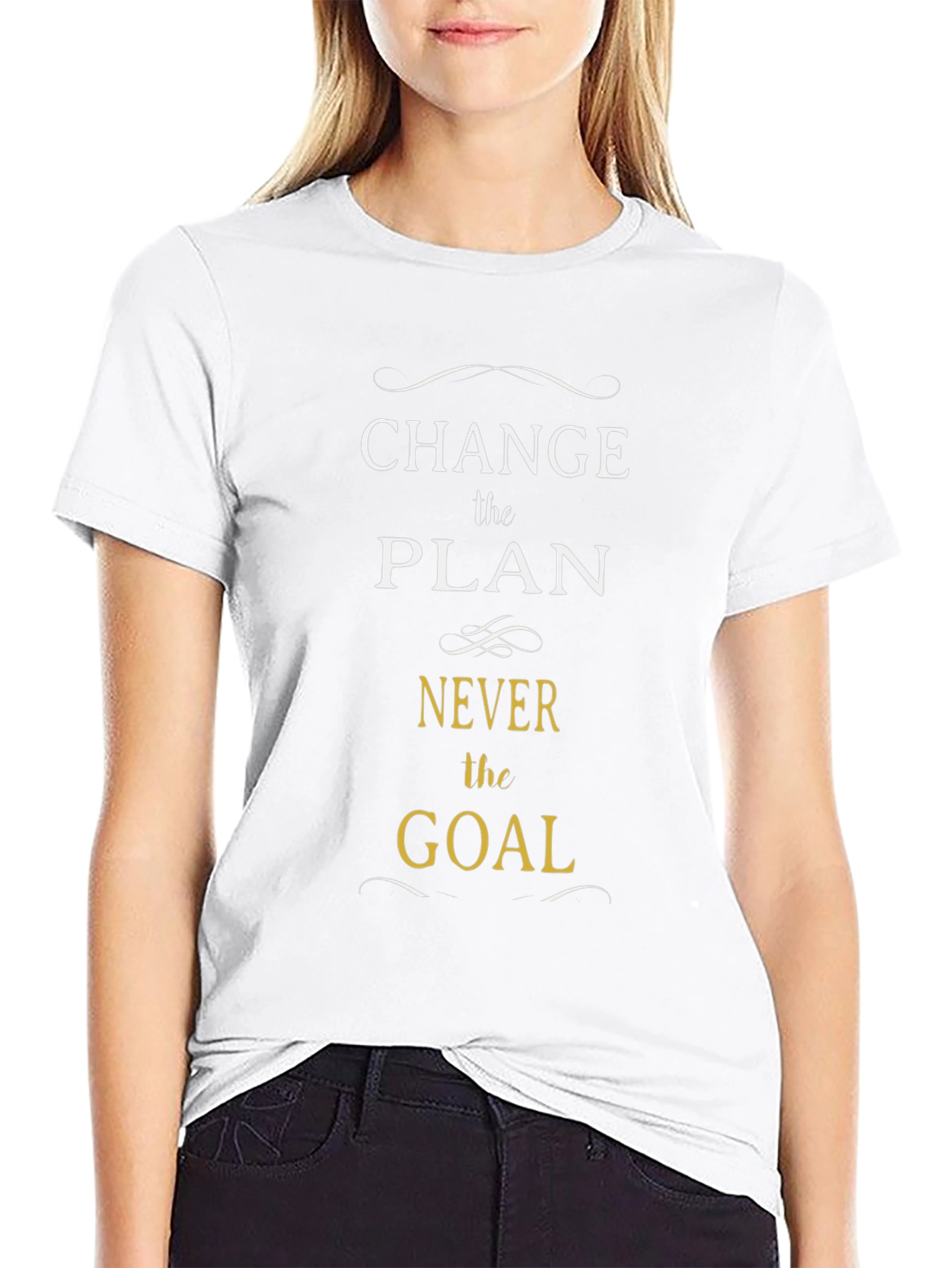 Camiseta Negra: Cambia el Plan Nunca la Meta