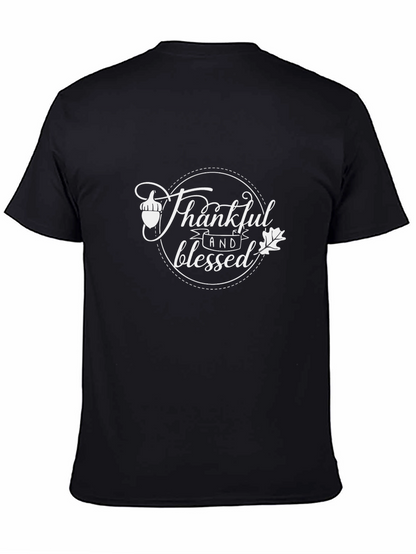 Camiseta Negra Agradecido y Bendecido